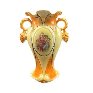 Czechoslovakia‎ Portrait Scenic Luster Victorian Vase Vintage